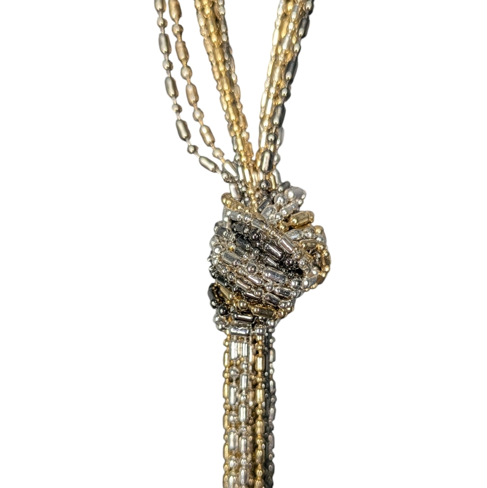 Elegant Tricolored Multi-Strand Knot Necklace